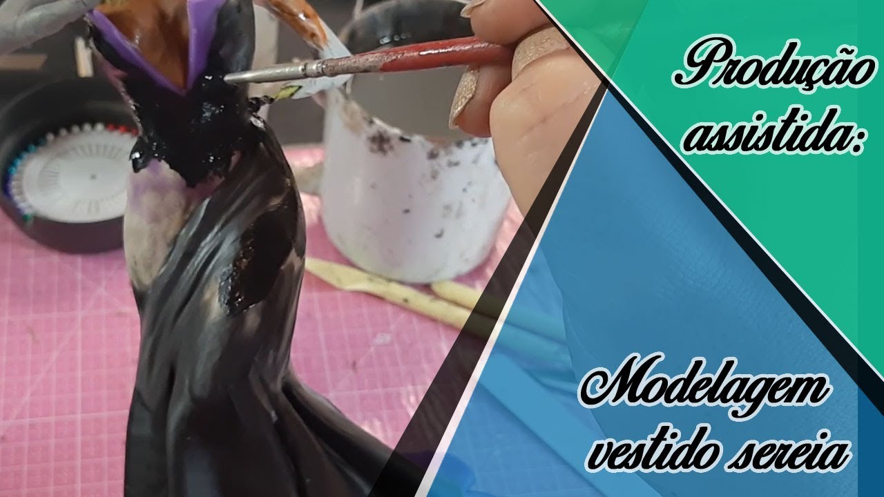 Produção Assistida - modelagem em biscuit de um vestido sereia para a sua escultura