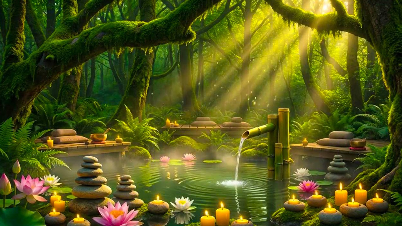 Relaxing Music With Video Of Beautiful Nature Reduce Stress Anxiety Bamboo Water Sounds