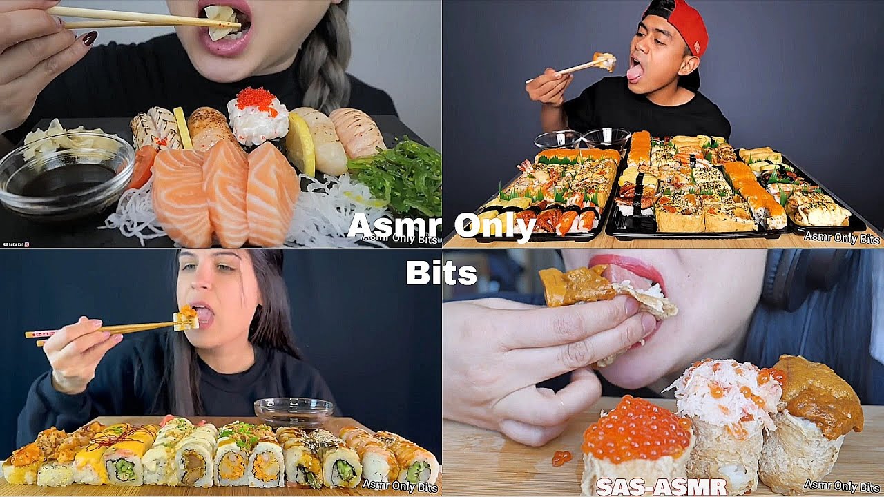 ASMR Sushi Compilation//Compilation///no talking///Bites only////asmr Mukbang//asmr food