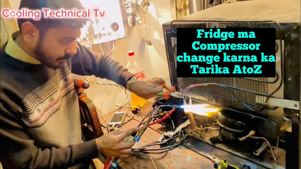 How to mini fridge compressor change step by step fixing // refrigeration 134A charging 