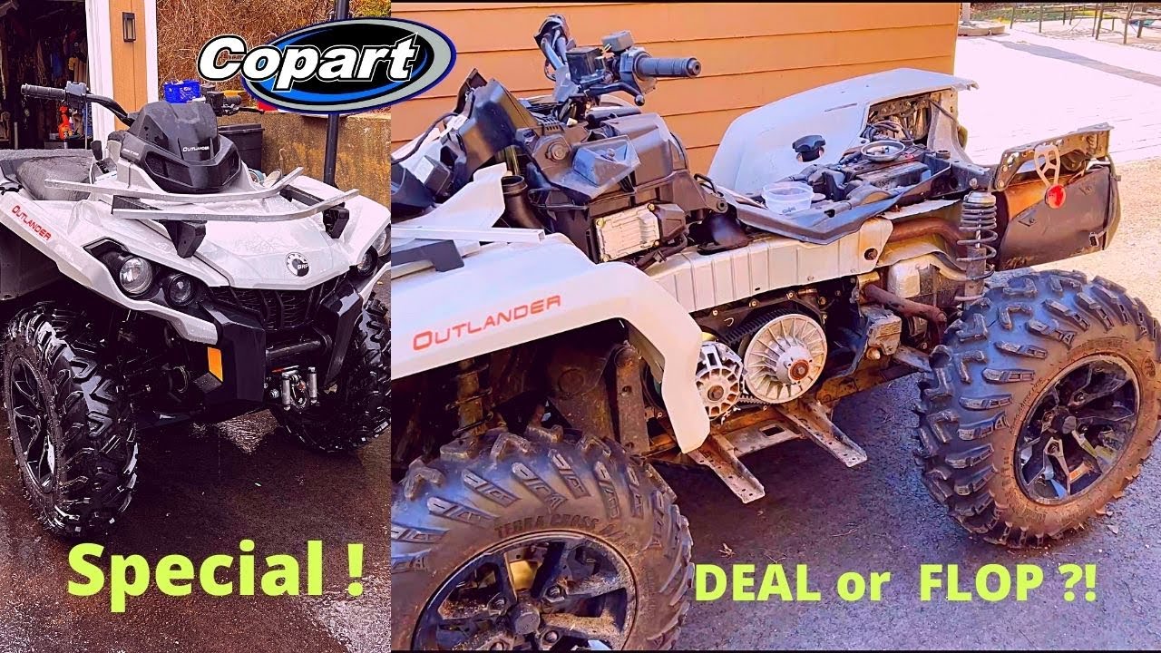 Rebuilding Salvage ATV Can-am Outlander from Auction in 10 minutes - 4K
