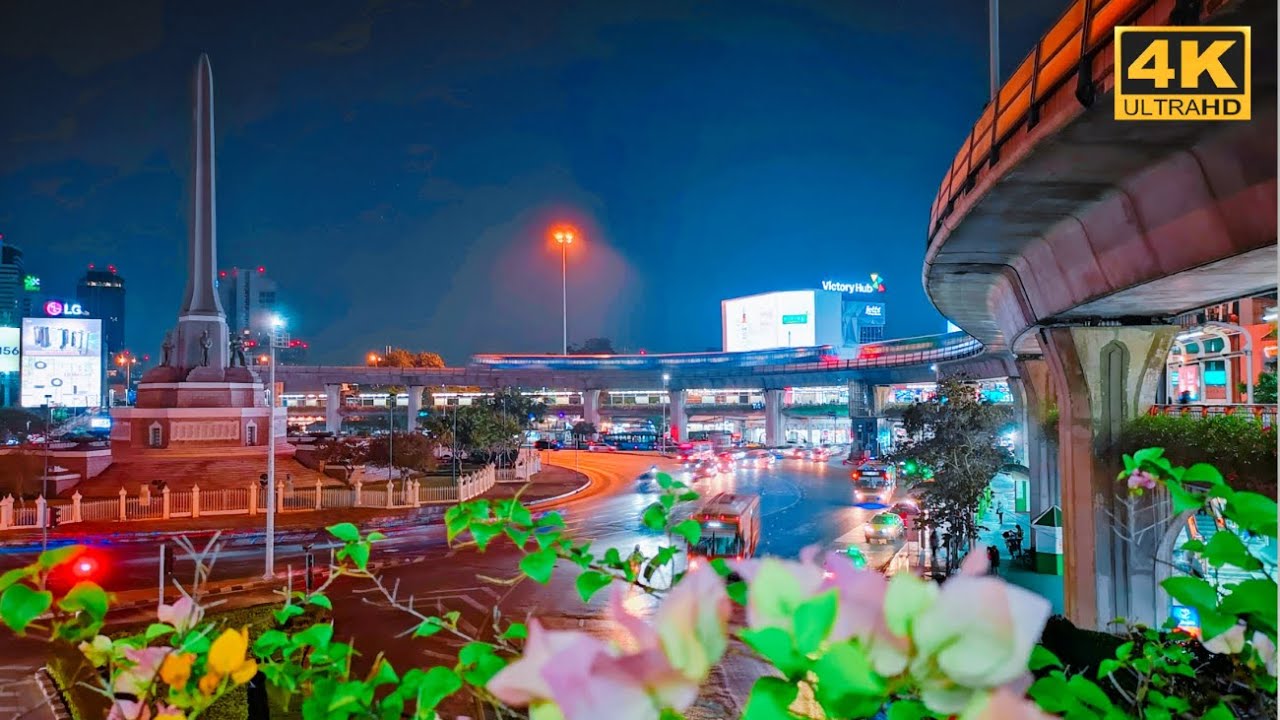 [4K]รถไฟฟ้าBTSสถานี อนุสาวรีย์ชัยฯ(N3)ในสายสุขุมวิทBTS Sukhumvit line@Victory Monument Station night