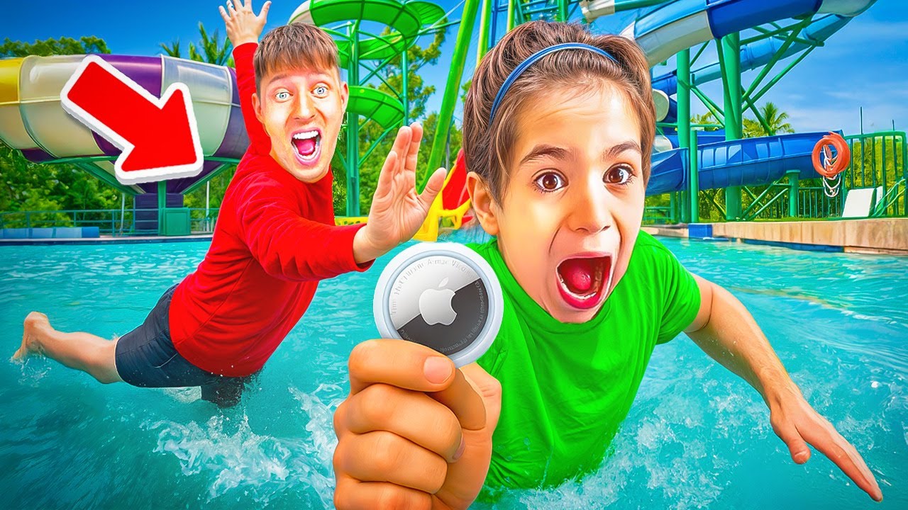 Extrem AIRTAG FANGEN im Wasserutschenpark!😱