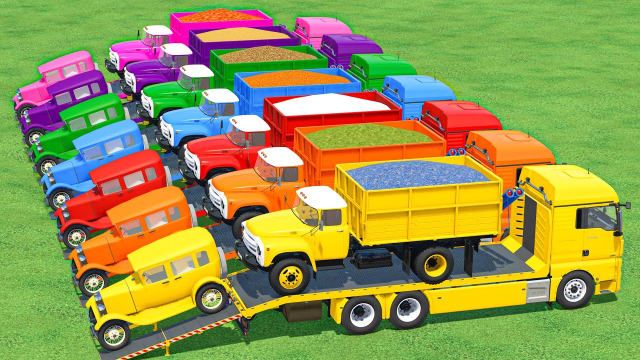 Double Transport With Colors | Cars Transport With New Trucks In Fs22 | Farming Simulator 22