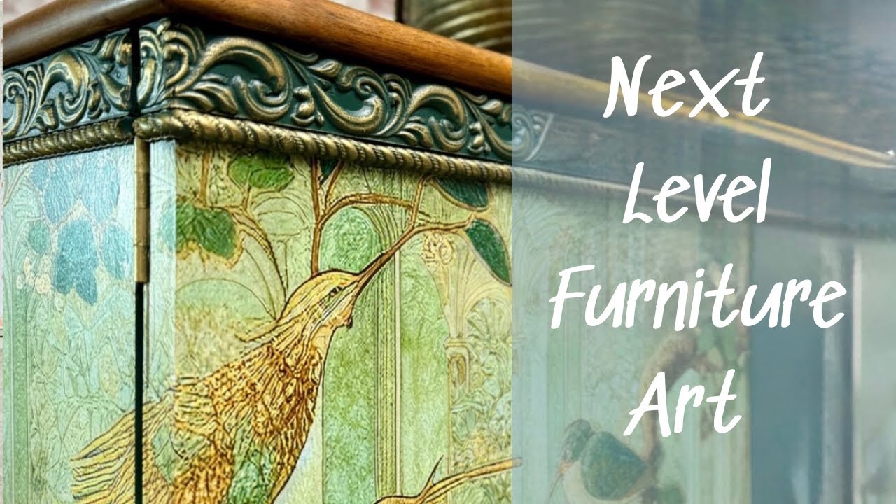 Gorgeous Vintage Cabinet Makeover with @MINTbyMichelle decoupage paper & Flexiwood (Au) moulds