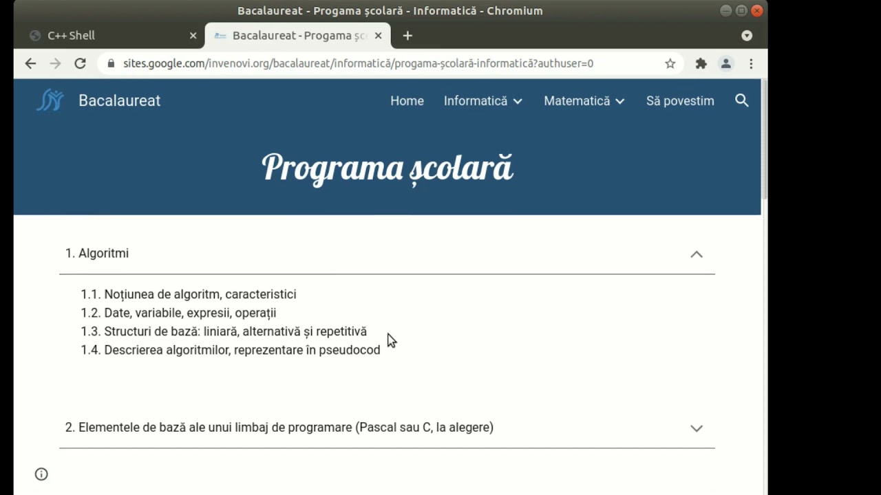 BacInfo ProgramaȘcolară Algoritmi