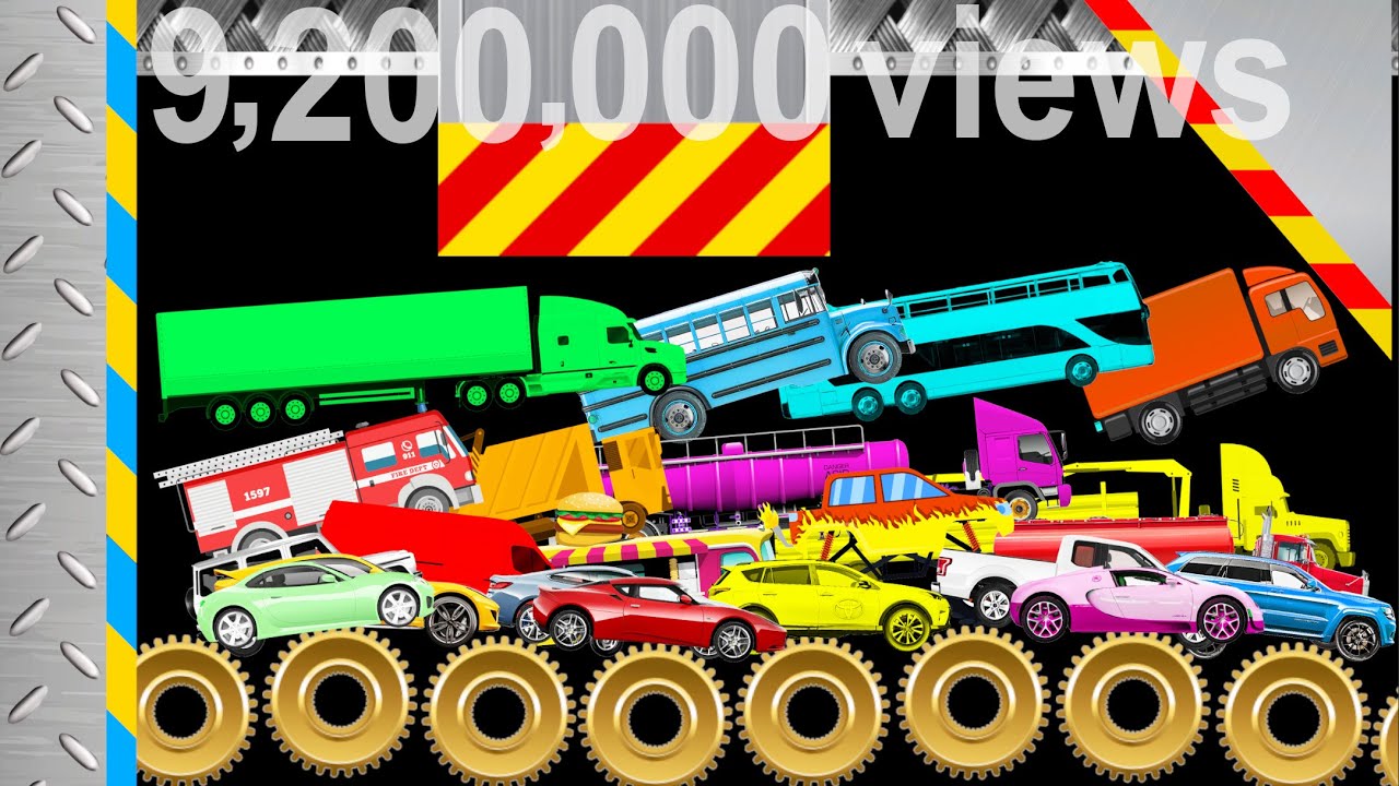 Car & Truck & Bus Race - Colored Stickman Ragdoll Battle #4