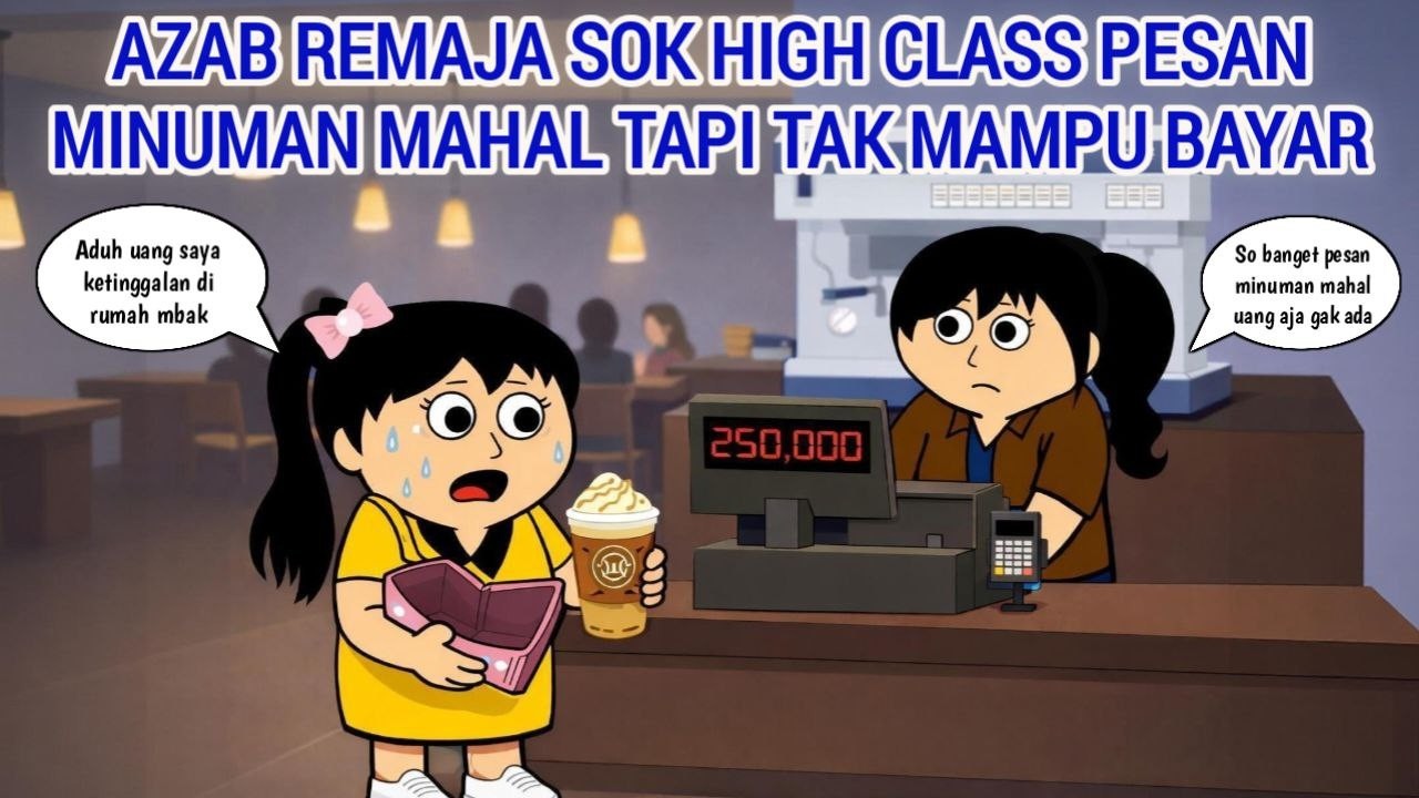 AZAB REMAJA SOK HIGH CLASS PESAN  MINUMAN MAHAL TAPI TAK MAMPU BAYAR | ANIMASI AZAB