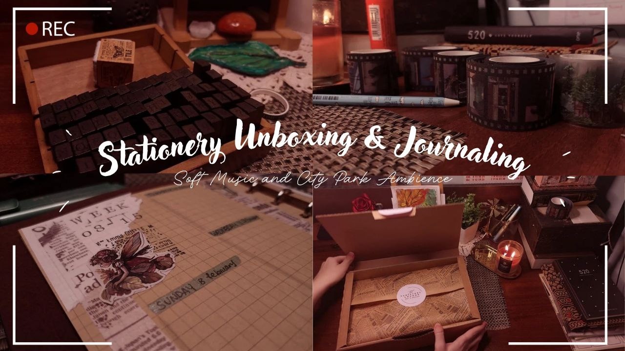UNBOXING STATIONERY | Journal prep | City Ambience, ASMR, Soft Music
