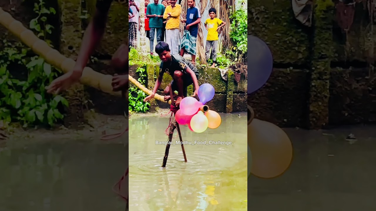 the Bizarre challenge of jumping to pop balloon! #funny #youtubeshorts #viral #viralvideo #shorts