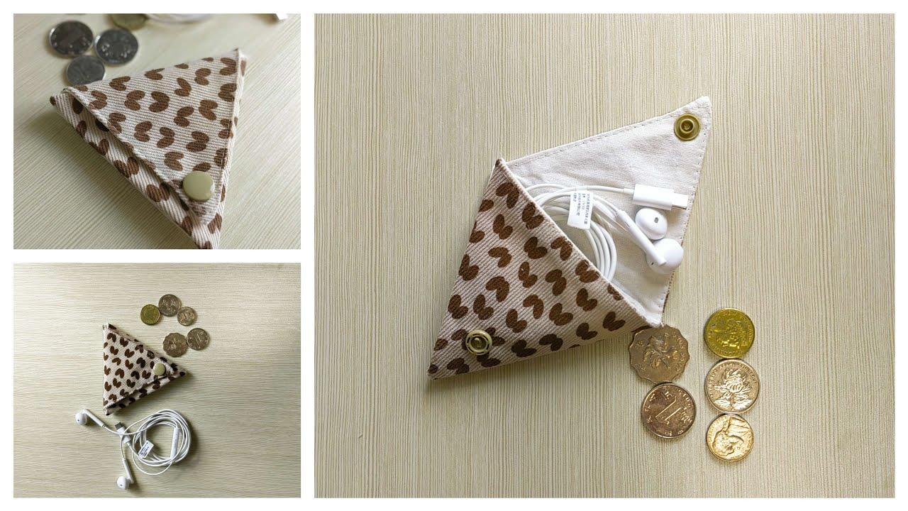 Easy Sewing DIY- How to make a cute earphone pouch/coin bag ?  so easy !