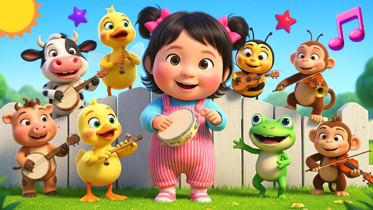 🎵 Abejita Chiquitita 🐝, El Patito 🐥, Lola 🐮, Mono 🐵, Sapito 🐸 & Cerdito 🐷🐶 - Funny Band Kids Songs