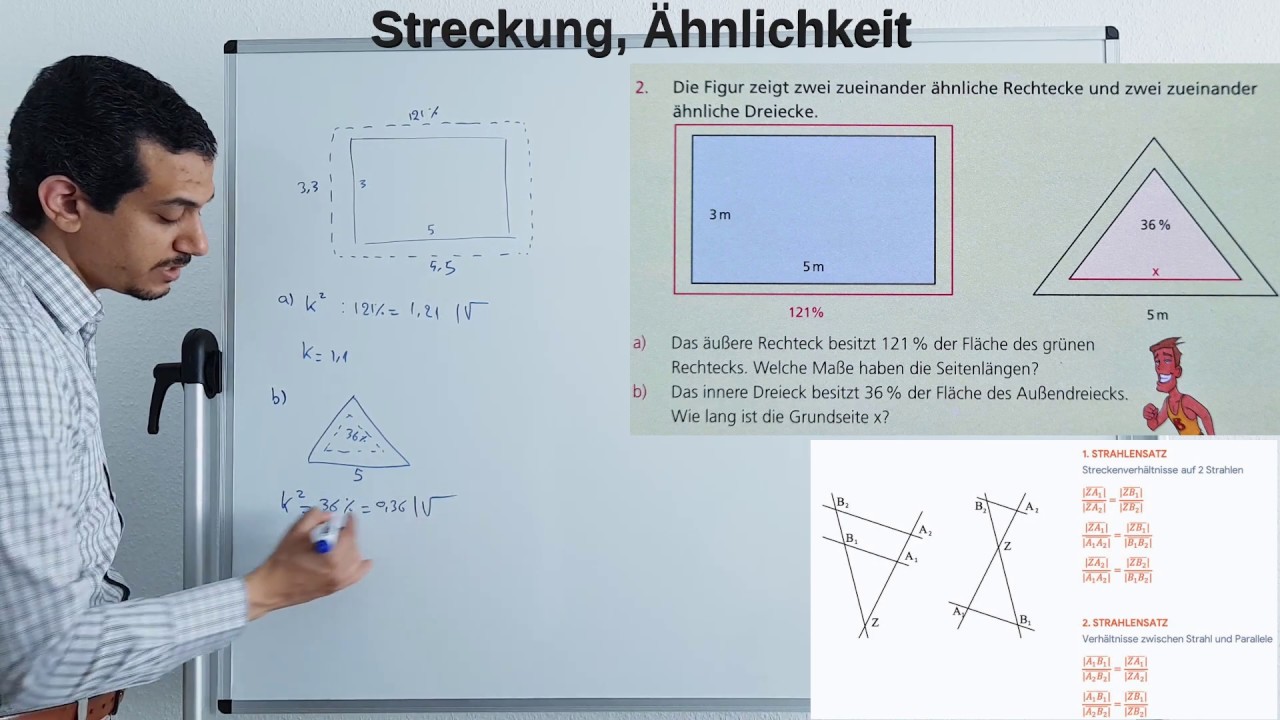 Mathe 9. Klasse: Streckung Ähnlichkeit Textaufgabe 1 Streckungsfaktor und Seitenlängen Bestimmen