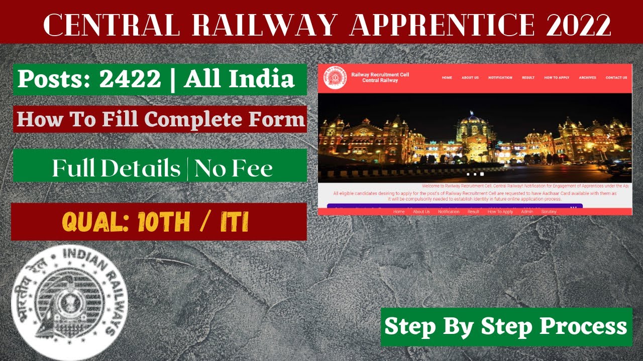 Central Railway Apprentice Online Form 2022 | How To Fill RRC CR Apprentice Form 2022