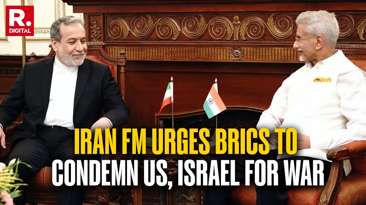 Iran FM Araghchi delivers Iran's statement at the BRICS Foreign Ministers' Meeting in India.