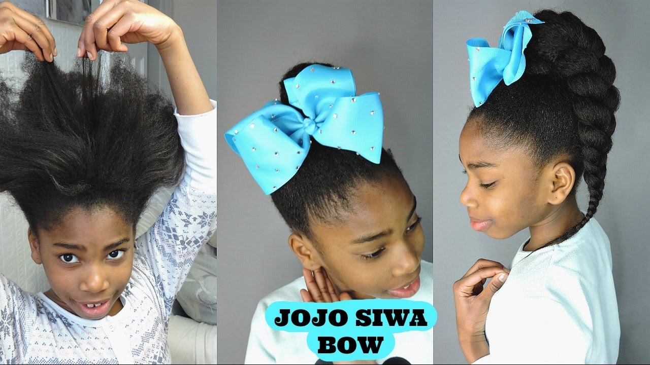HOW TO STYLE 4C HAIR || PONY BRAIDS WITH JOJO SIWA BOW