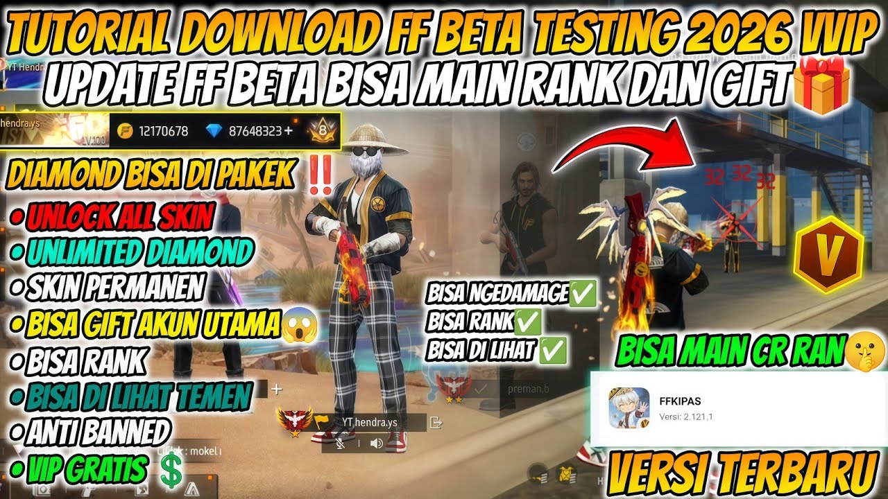 BISA MAIN TERUS😱‼️ CARA DOWNLOAD FF KIPAS ORI 2026 VIP GRATIS!! FF BETA 2026 SEMUA HP