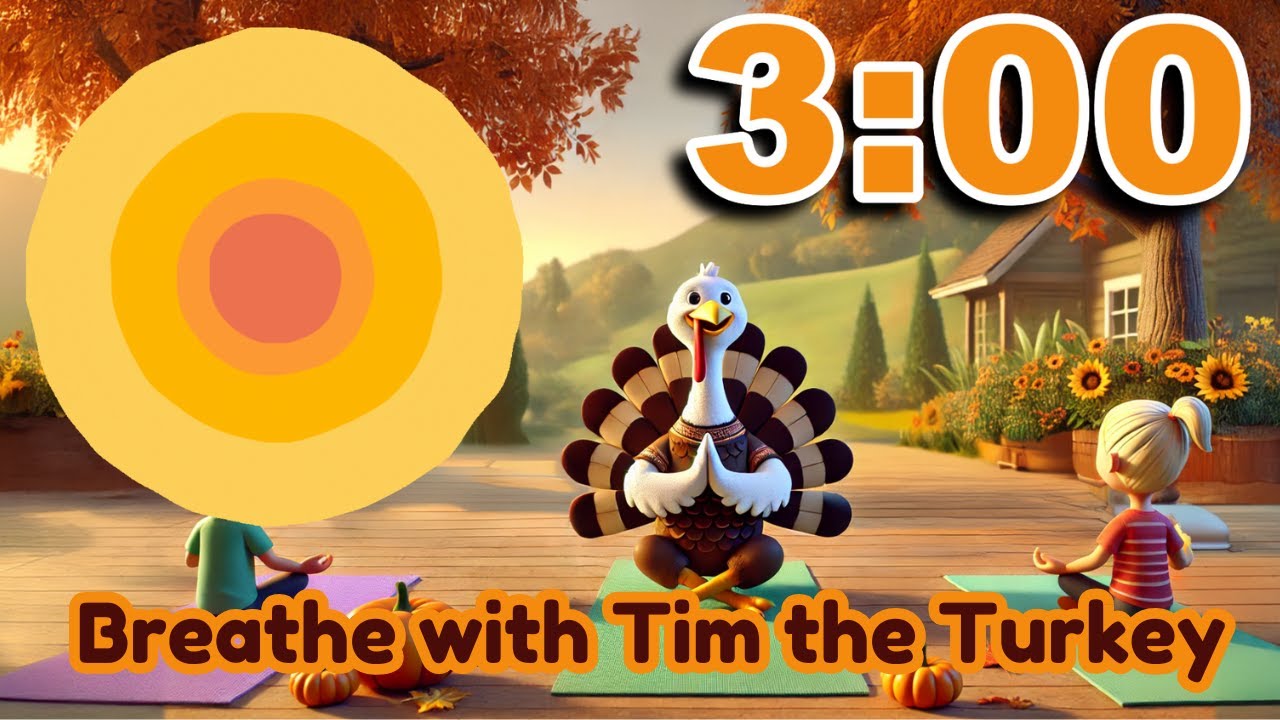 3 Minute Thanksgiving Timer with Breathing Exercises for Kids with Calm Meditation Music ✨🦃