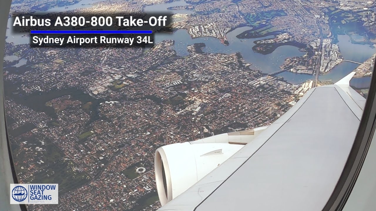Emirates Airbus A380-800 Take Off / Sydney Airport Runway 34L / 4K
