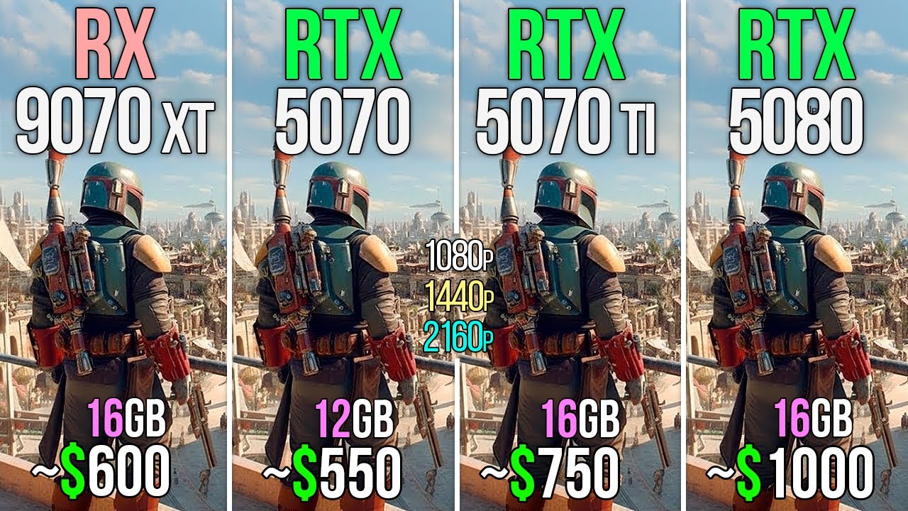 RX 9070 XT vs RTX 5070 vs RTX 5070 TI vs RTX 5080 - Test in 20 Games & Performance
