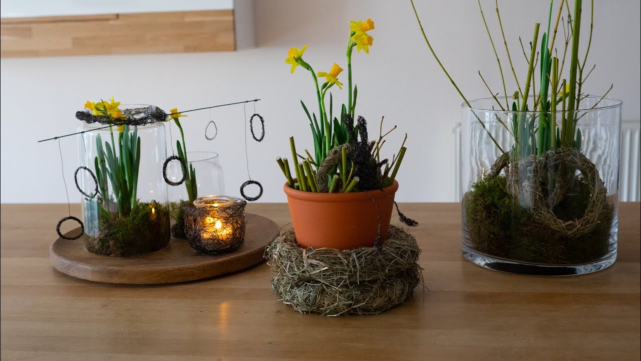 Frühling im Glas, Deko mit Narzissen🌼ganz einfach | Blumen und Dekoration