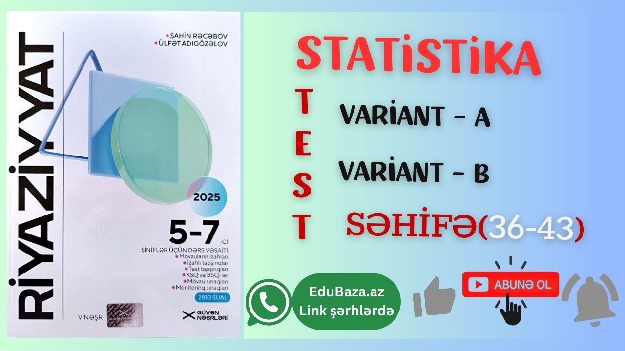 Güvən 7-ci sinif Riyaziyyat Statistika Test (Variant-A və Variant-B) səhifə(36-43) #lisey #RFM #LMO