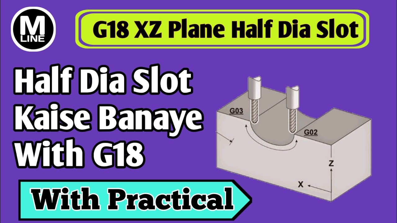 Half Dia Slot Kaise banaye With G18 XZ Plane || Vmc programming || Machine Line ||