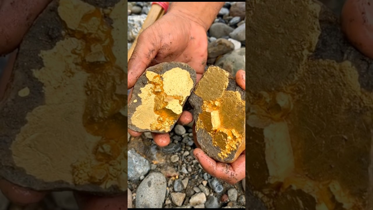 Kaya mendadak,,pemuda ini setelah menemukan emas batangan di dalam batu😱😱😱 #menemukanemas #gold