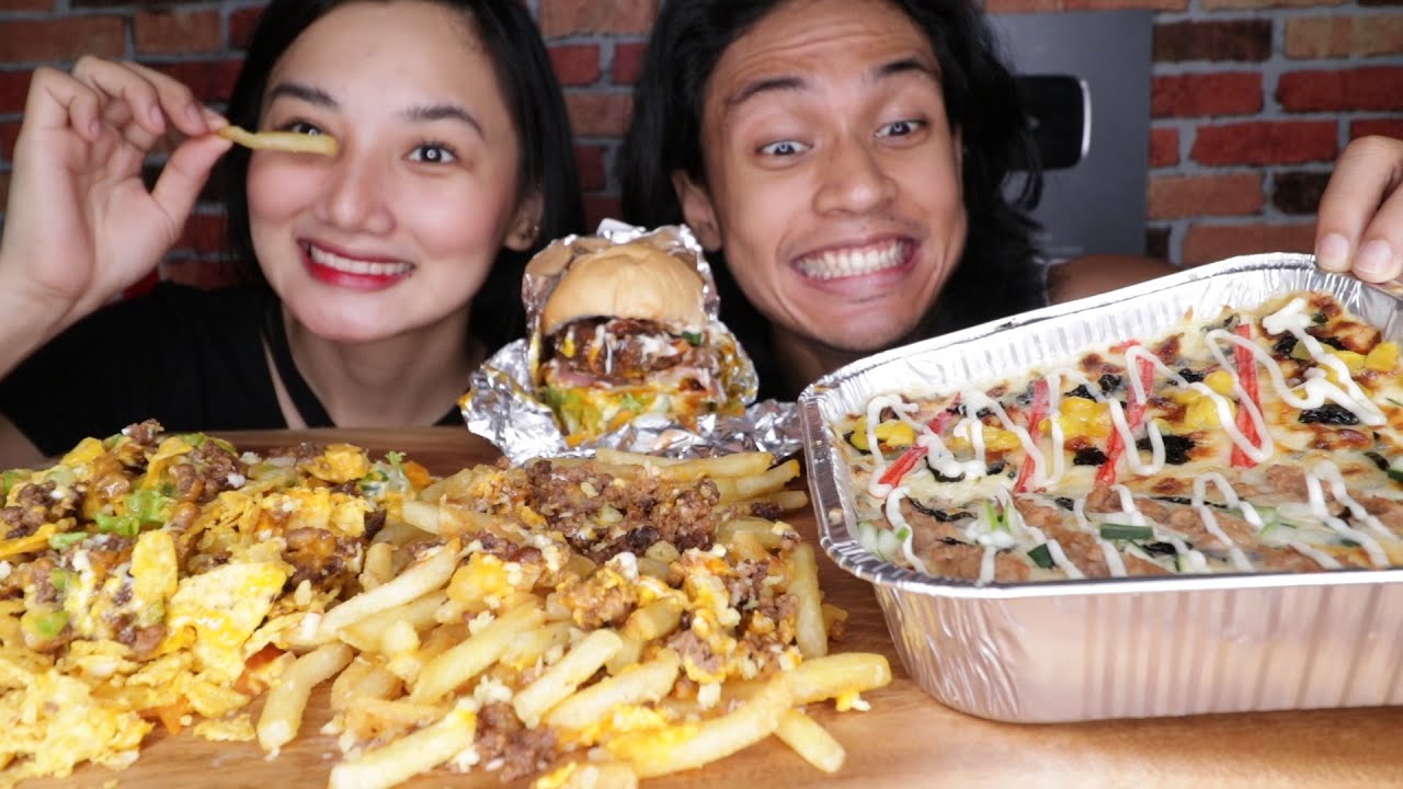 Mukbang sa Hating Gabi! BAKED SUSHI, MONSTER BURGER, NACHOS & FRIES!!!