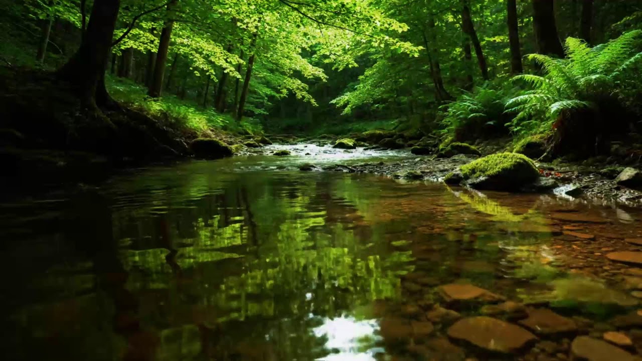 Forest Ambience Birds Singing Beautiful Stream Sounds for Peaceful Sleep, Rest, Focus Study,Medicine