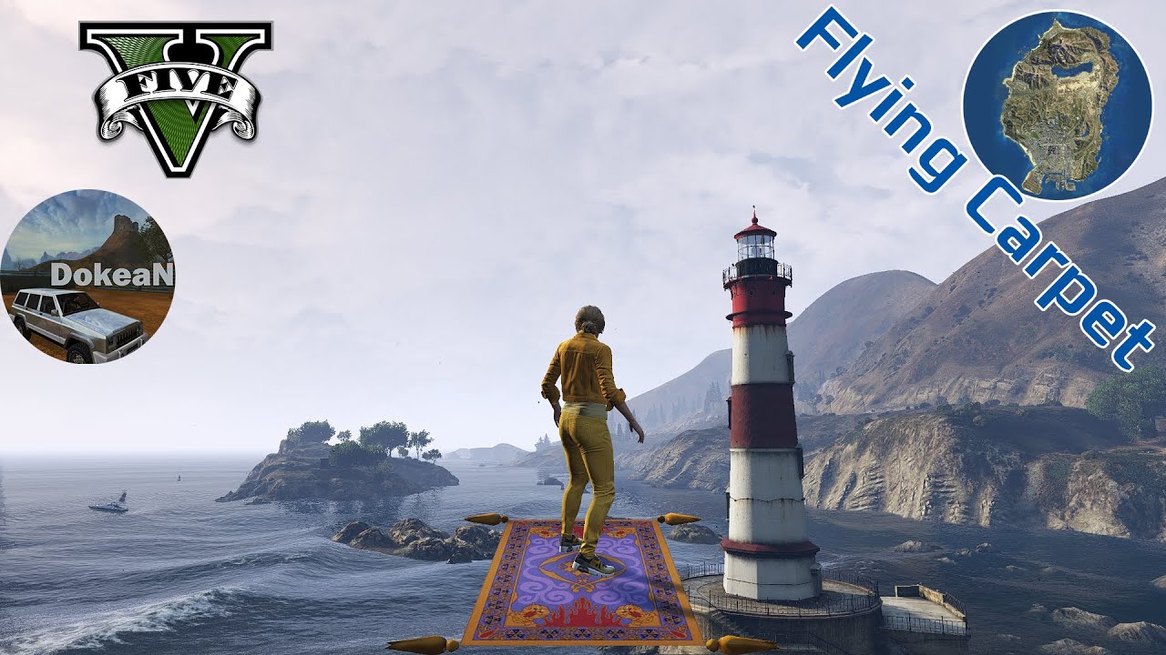 On The Flying Carpet around San Andreas Island - GTA V