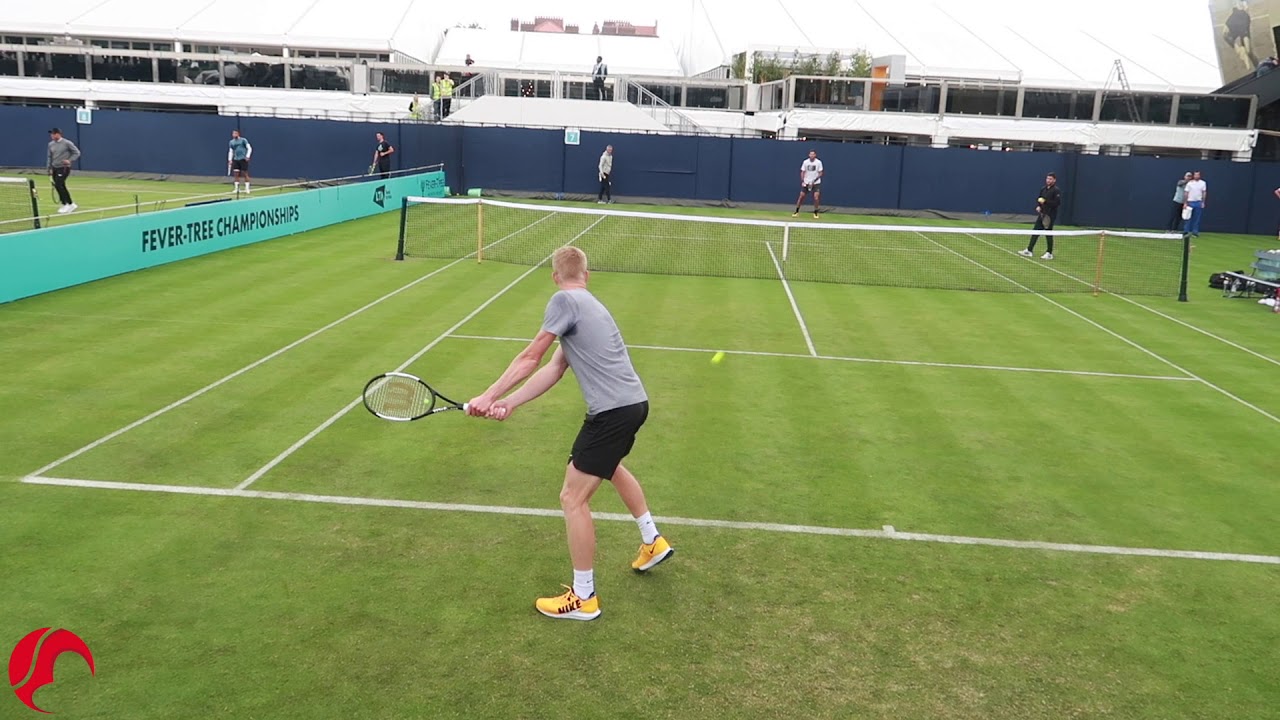 Kyle Edmund Training for Wimbledion - Court Level View