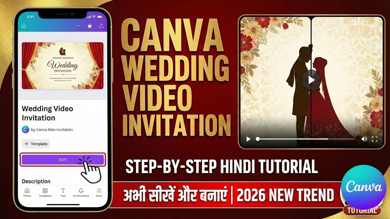 Canva Wedding Video Invitation Edit — Step-by-Step Tutorial in Hindi 2026 | Class 02 | #canva #edit