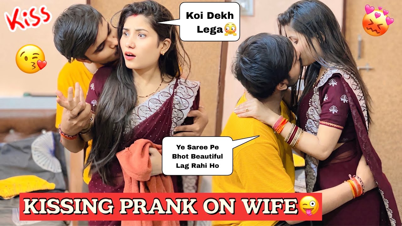 Kissing prank on wife 💋 for 24 hours in front of family 😍#prank on #indian wife @SakshiBabaOfficel