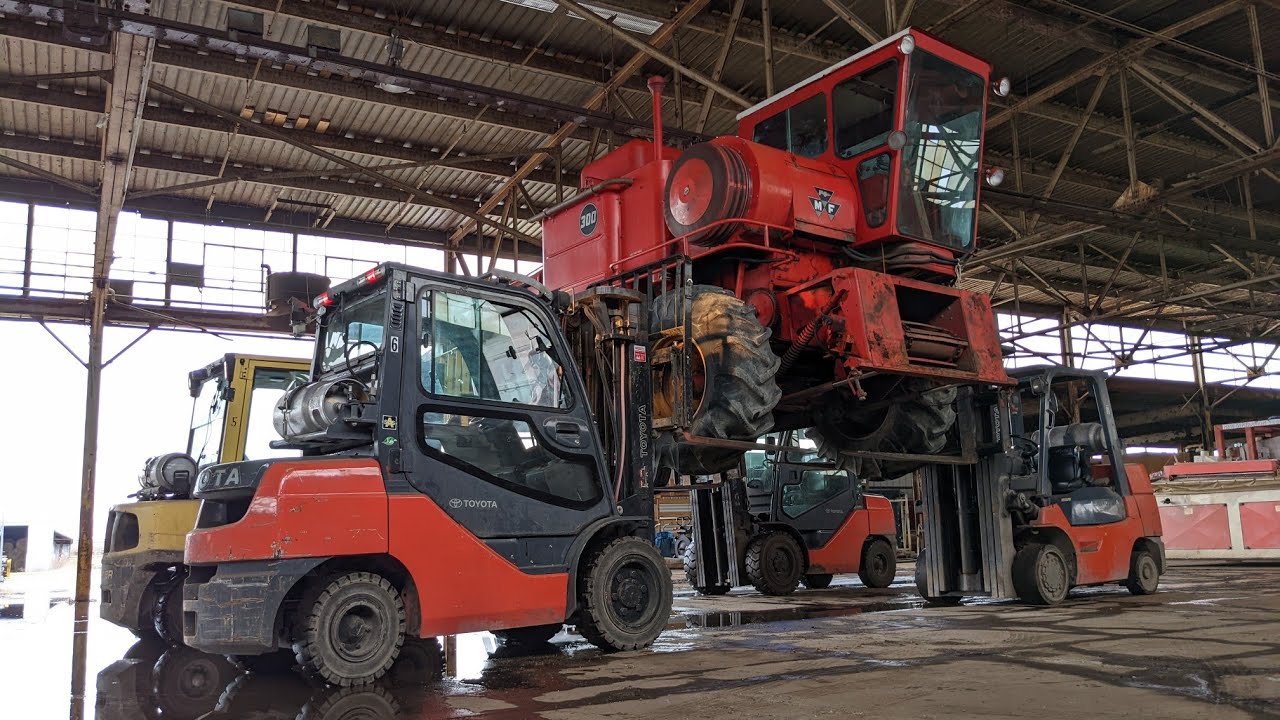 Massey Ferguson 300 Combine Unloading And Test Drive