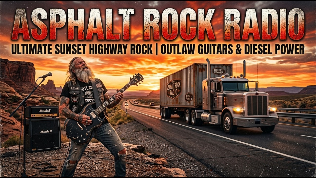 ASPHALT ROCK RADIO – ULTIMATE SUNSET HIGHWAY ROCK | OUTLAW GUITARS & DIESEL POWER | #UltimateHighway