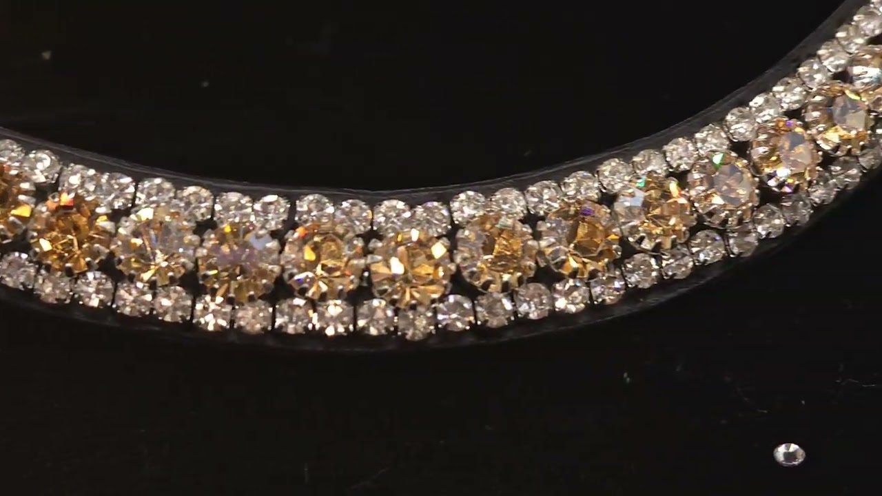 Honey, Golden Honey, Smoke Topaz and clear three row 40 SS/16 snap-on brow band