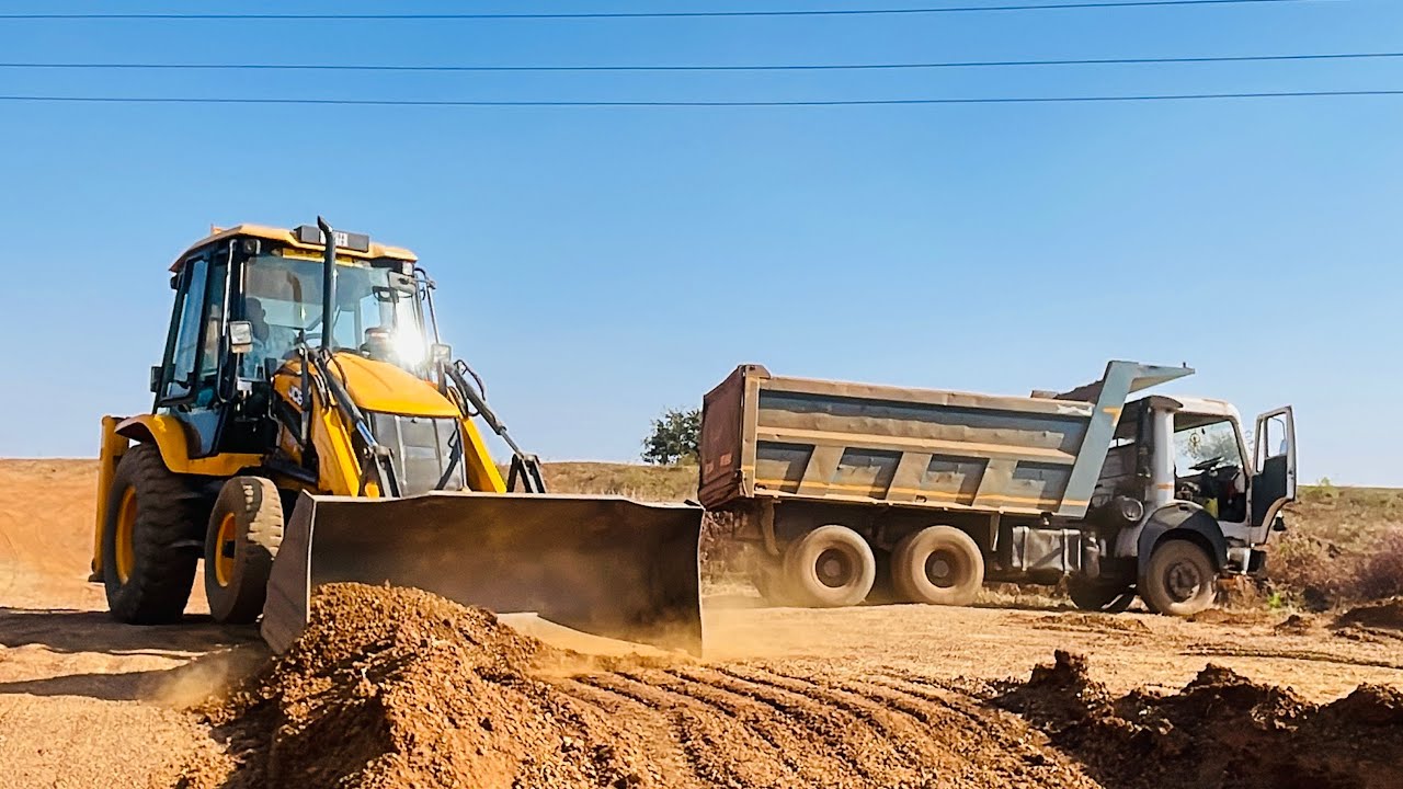 New JCB backhone loading works for new video in truck loading with mud loded truck TATA 3630tk work