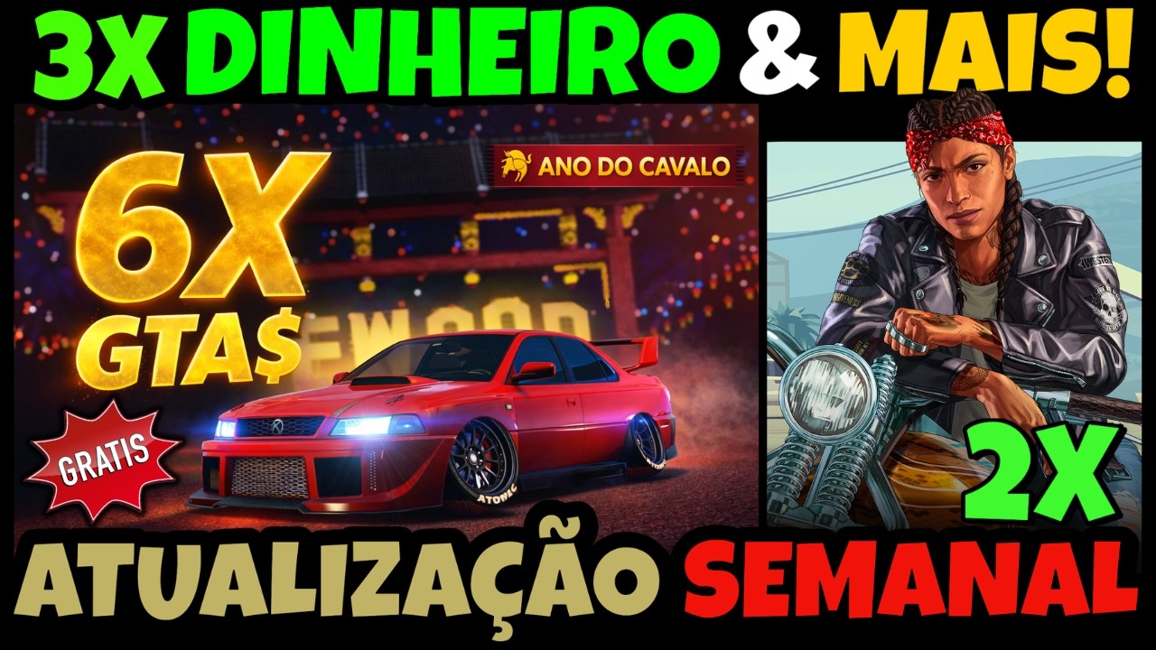 🔥 Atualização Semanal do GTA Online: 6X Dinheiro + 2X$ VENDAS MC, Novos Carros Grátis e Mais! 19/02