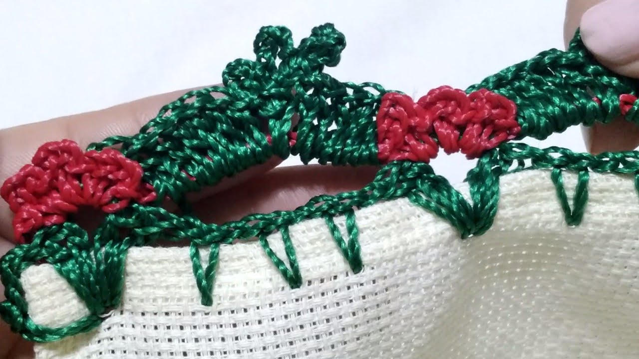 BARRADO DE CROCHÊ COM 2 CORES/BARRADO DE CROCHÊ FÁCIL PARA INICIANTES #0018 #crochê #panodeprato