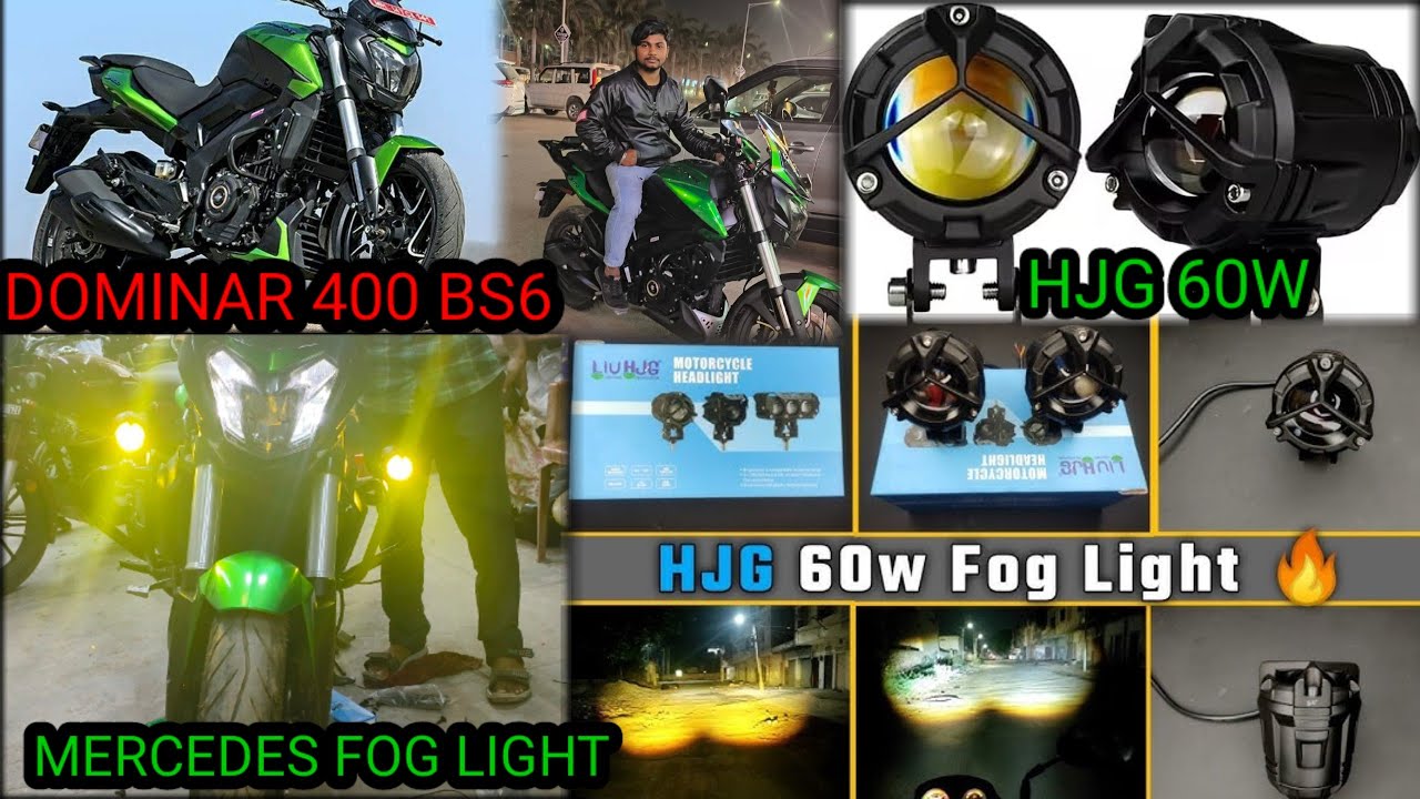 HJG 60W FOG LIGHTMERCEDES DOMINAR 400 BS6 FOG LIGHT Y MODEL👌 KARAN BIKE RIDER #dominar #VIRAL.#VIDEO