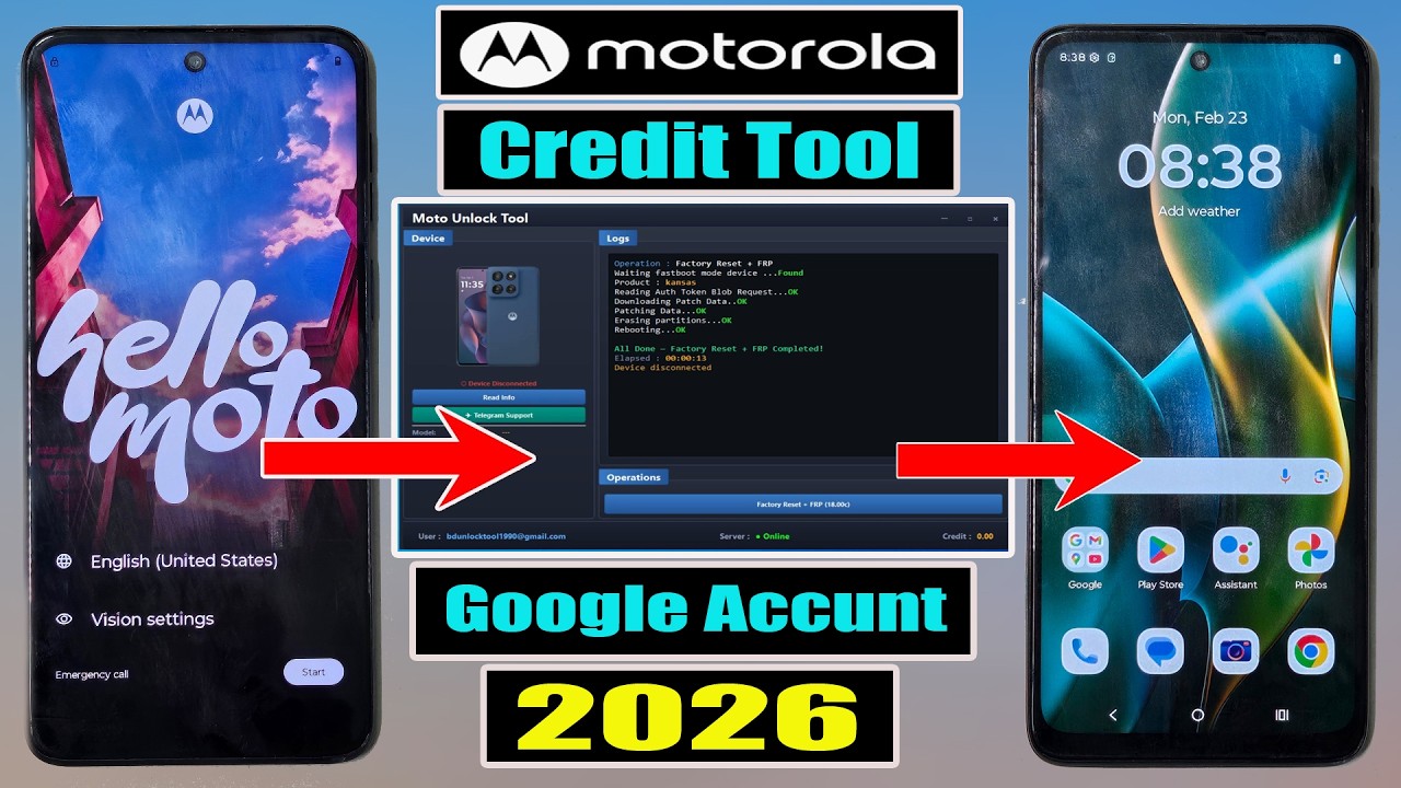 Motorola Moto G 2025 FRP Lock Unlock All Moto Android 15/16 Credit tool💥2026✅