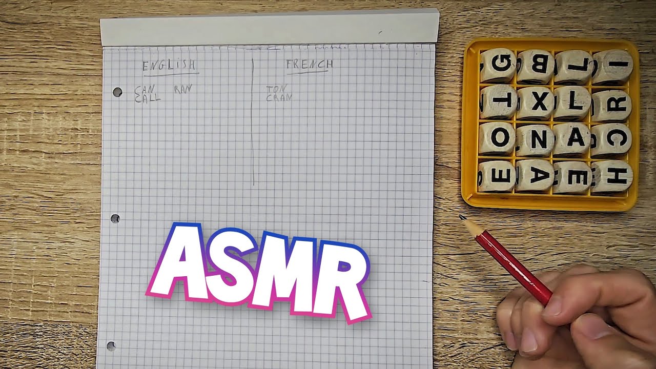 PLAYING BOGGLE 🎲 ASMR WORD SEARCH GAME - with WHISPERING & UNINTELLIGIBLE SOUNDS (English & French)