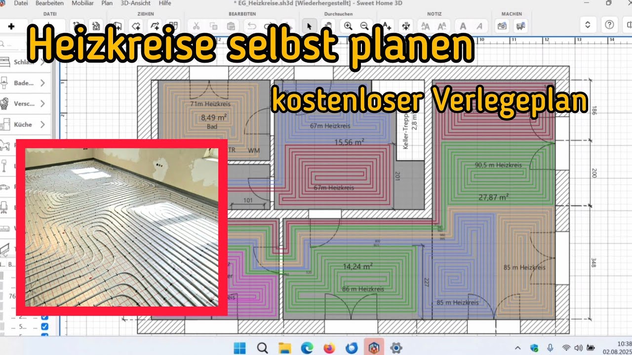 Verlegeplan selbst zeichnen DIY Fussbodenheizung