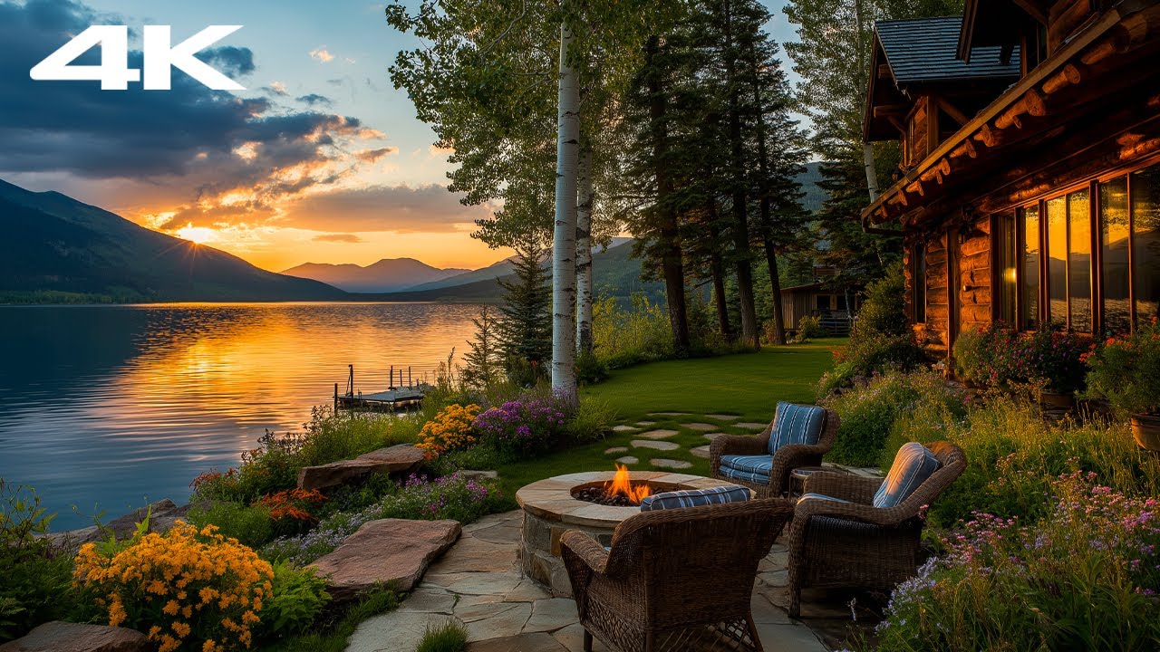 Perfect Summer Crackling Campfire by the Riverside 🔥Nature Sounds Ambience with Piano Music