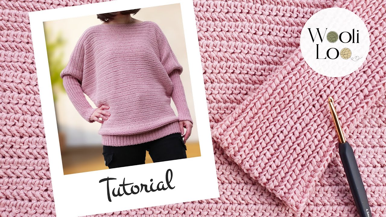 Pullover Häkeln mit Fledermausärmeln - Häkelanleitung | WooliLoo