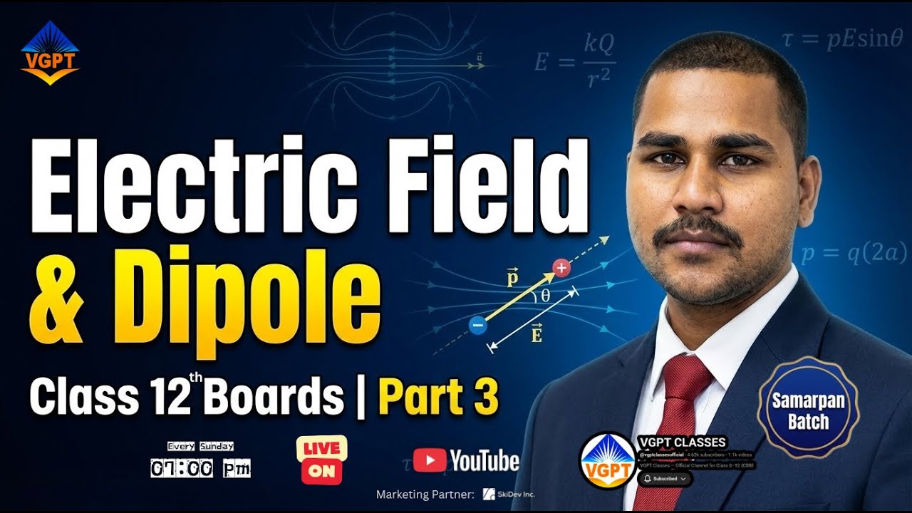 Electric Charge & Field Class 12 | Part 3 Electric Field, Dipole & Torque | Rajesh Sir | VGPT