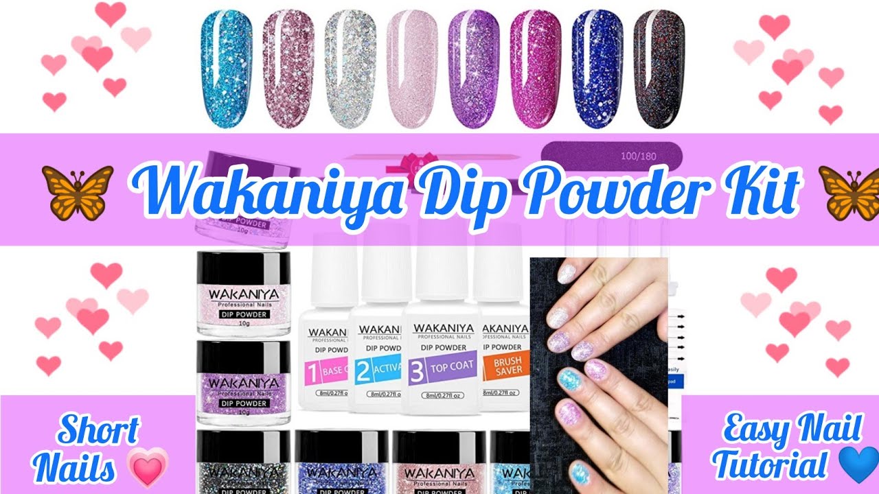Trying WAKANIYA Dip Powder Starter Kit | Short Nail Tutorial.