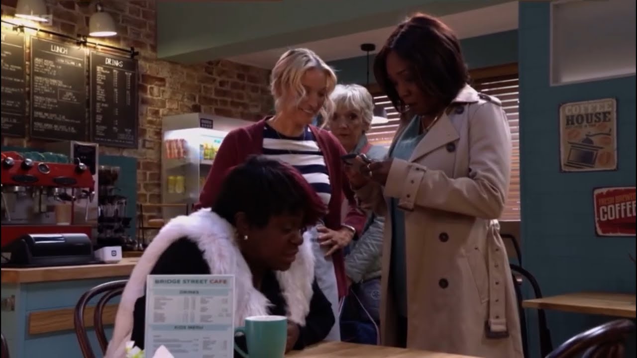 Eastenders Kim shows Kathy and Denise the video of her bumping into Ravi last night scene