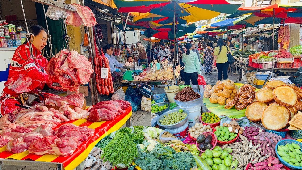 Daily Cambodian Fresh Market - Routine & People Lifestyle, Friendly, Hardworking, Affordable Prices 